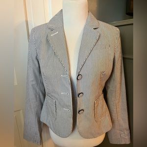 Cute - great like new condition blue and white striped blazer. LOFT size 4